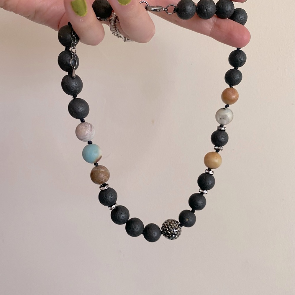 Celestial Colorful Beaded Necklace that Sits High on the Neck - Picture 2 of 2